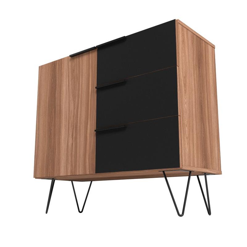 Manhattan Comfort Beekman 2 Shelves Engineered Wood Sideboard in Brown/Black
