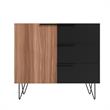 Manhattan Comfort Beekman 2 Shelves Engineered Wood Sideboard in Brown/Black