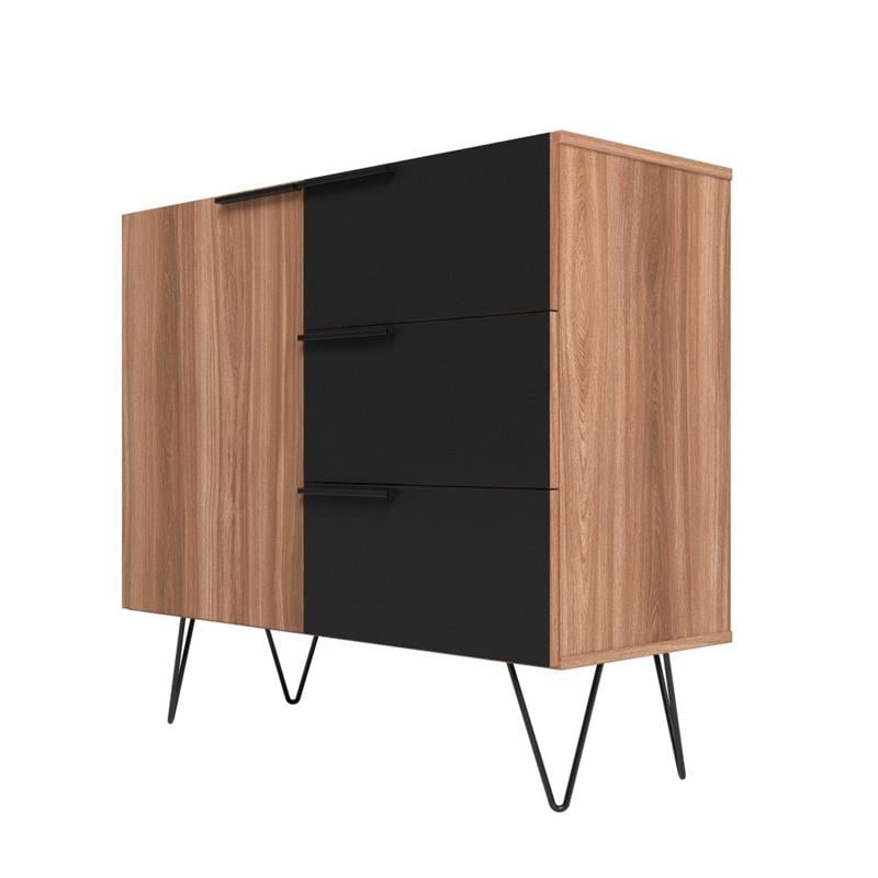 Manhattan Comfort Beekman 2 Shelves Engineered Wood Sideboard in Brown/Black