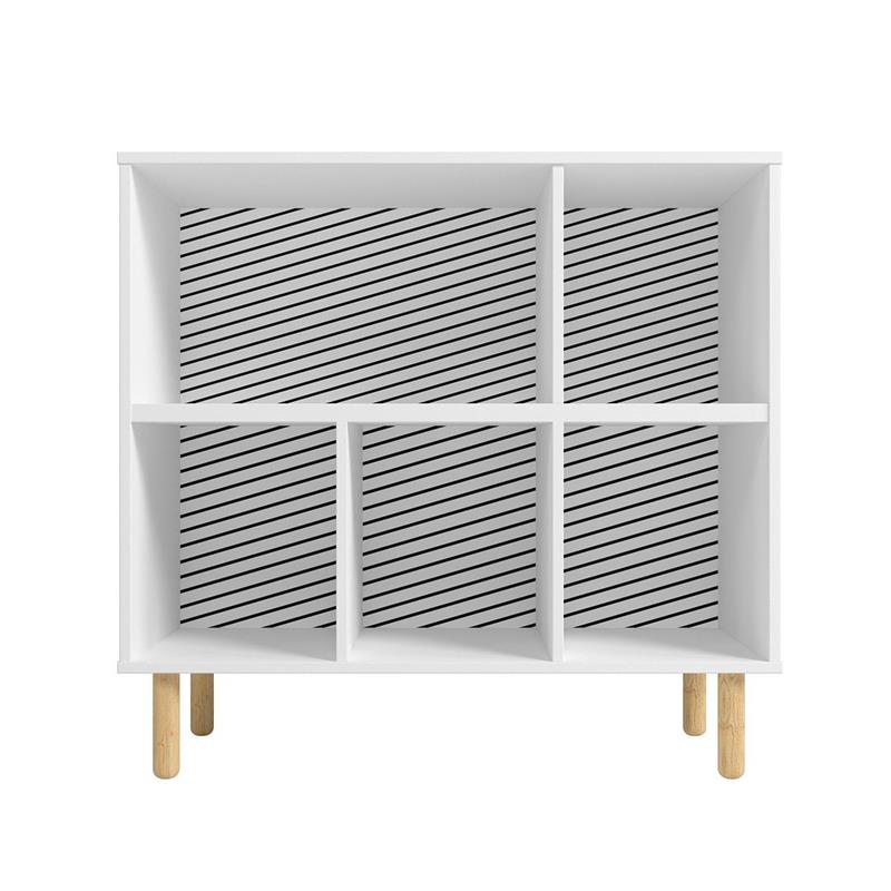 Manhattan Comfort Essex 5 Shelves Engineered Wood Low Bookcase in White