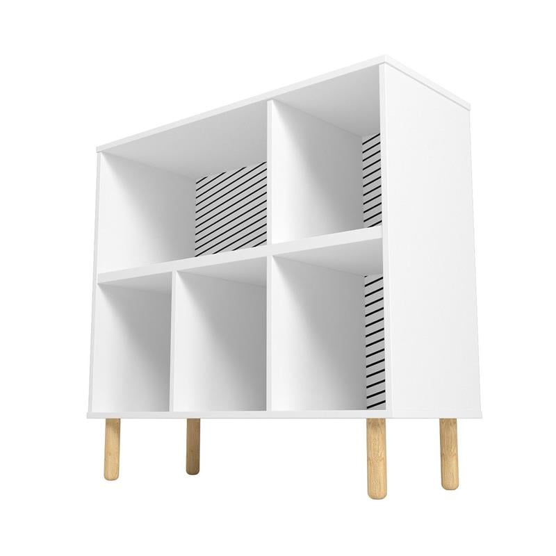 Manhattan Comfort Essex 5 Shelves Engineered Wood Low Bookcase in White