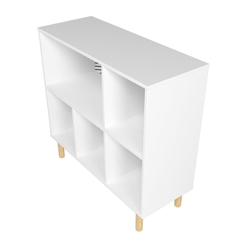 Manhattan Comfort Essex 5 Shelves Engineered Wood Low Bookcase in White