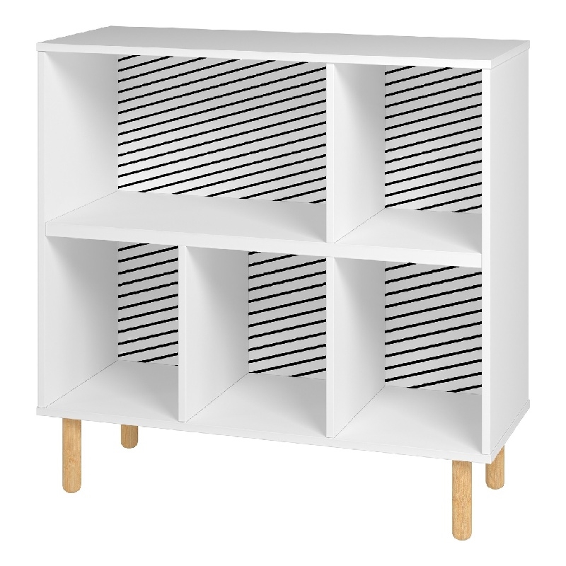Manhattan Comfort Essex 5 Shelves Engineered Wood Low Bookcase in White