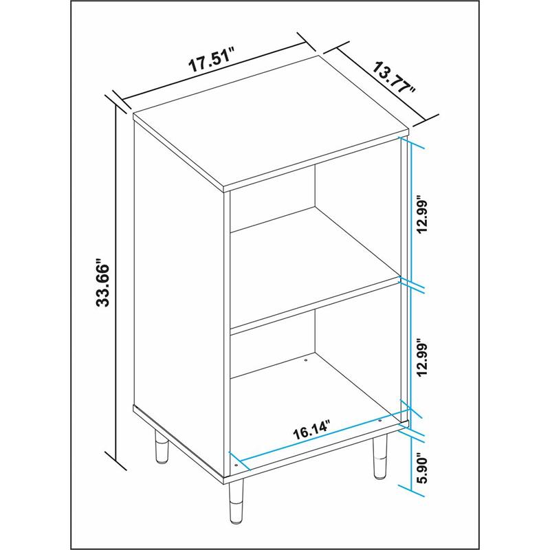 Manhattan Comfort Essex 2 Shelves Engineered Wood Nightstand in White