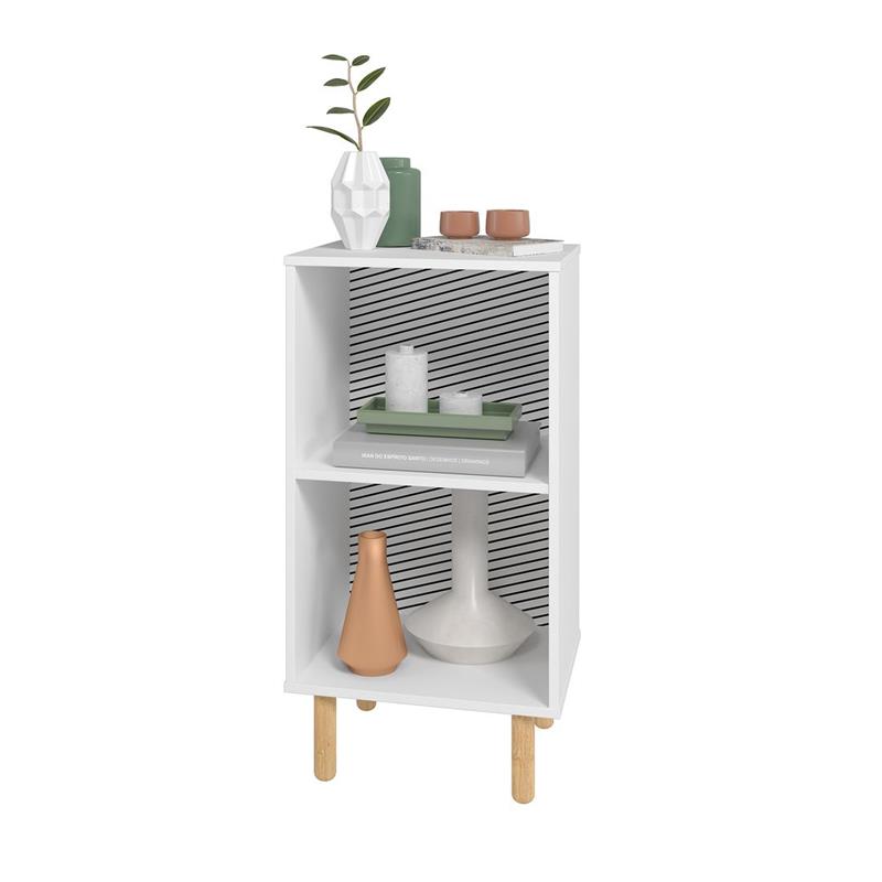 Manhattan Comfort Essex 2 Shelves Engineered Wood Nightstand in White