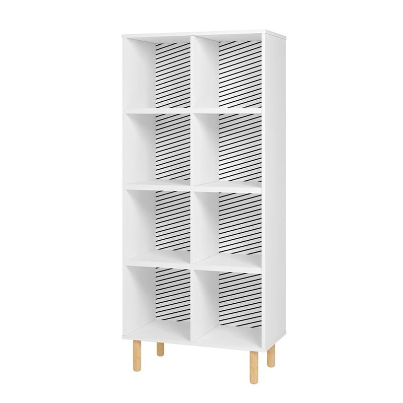Manhattan Comfort Essex 8 Shelves Wood Double Bookcase in White/Zebra