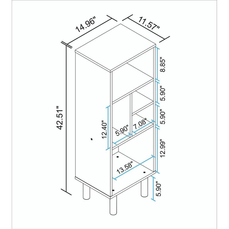 Manhattan Comfort Essex 5 Shelves Engineered Wood Bookcase in White/Zebra