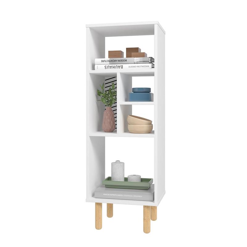 Manhattan Comfort Essex 5 Shelves Engineered Wood Bookcase in White/Zebra