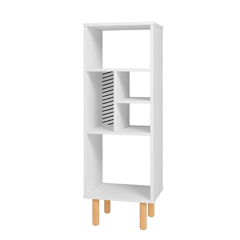 Manhattan Comfort Essex 5 Shelves Engineered Wood Bookcase in White/Zebra