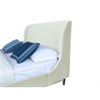Manhattan Comfort Heather Velvet Queen Bed Frame in Cream/Black