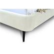 Manhattan Comfort Heather Velvet Queen Bed Frame in Cream/Black