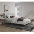 Manhattan Comfort Heather Velvet Queen Bed Frame in Cream/Black