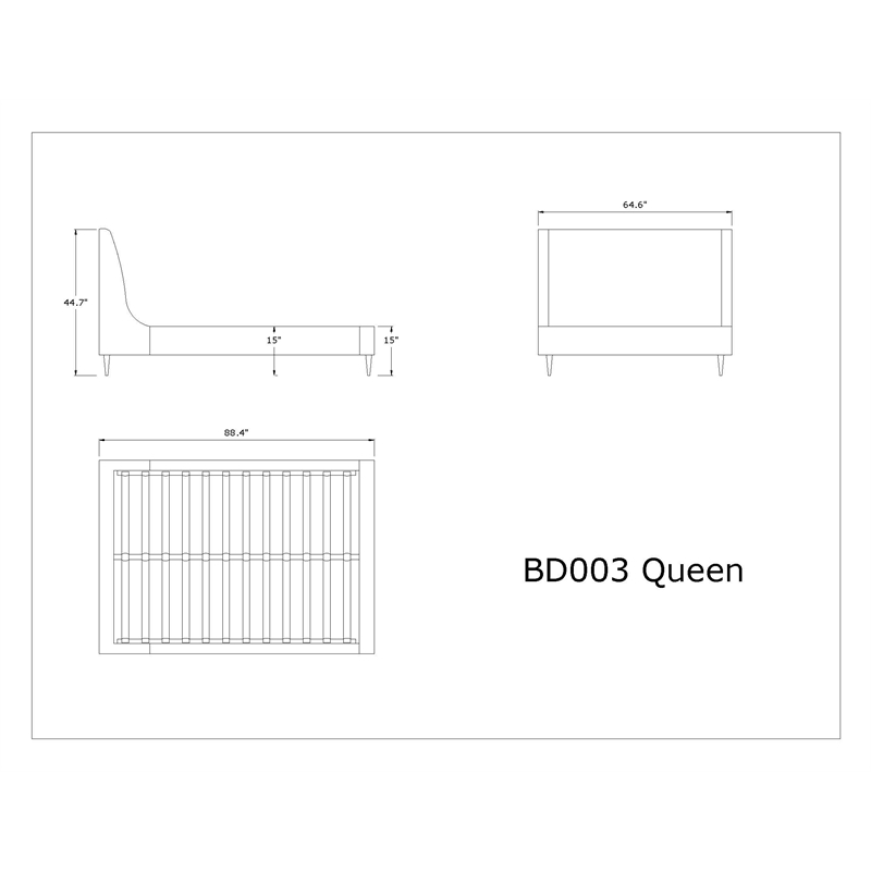 Manhattan Comfort Heather Velvet Queen Bed Frame in Cream/Black