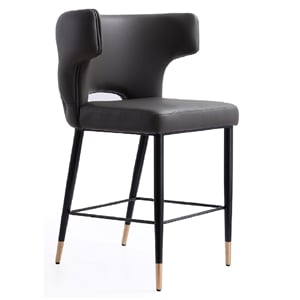 Manhattan Comfort Holguin 23.62&quot Faux Leather Counter Stool in Gray