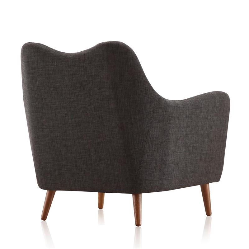 Poet Modern Linen Upholstered Accent Chair Tufted Buttons Light Charcoal Red