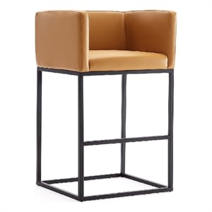 Manhattan Comfort Embassy 25&quot Faux Leather Counter Stool in Clay Tan