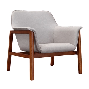 Manhattan Comfort Miller Fabric Upholstered Accent Chair in Gray/Walnut