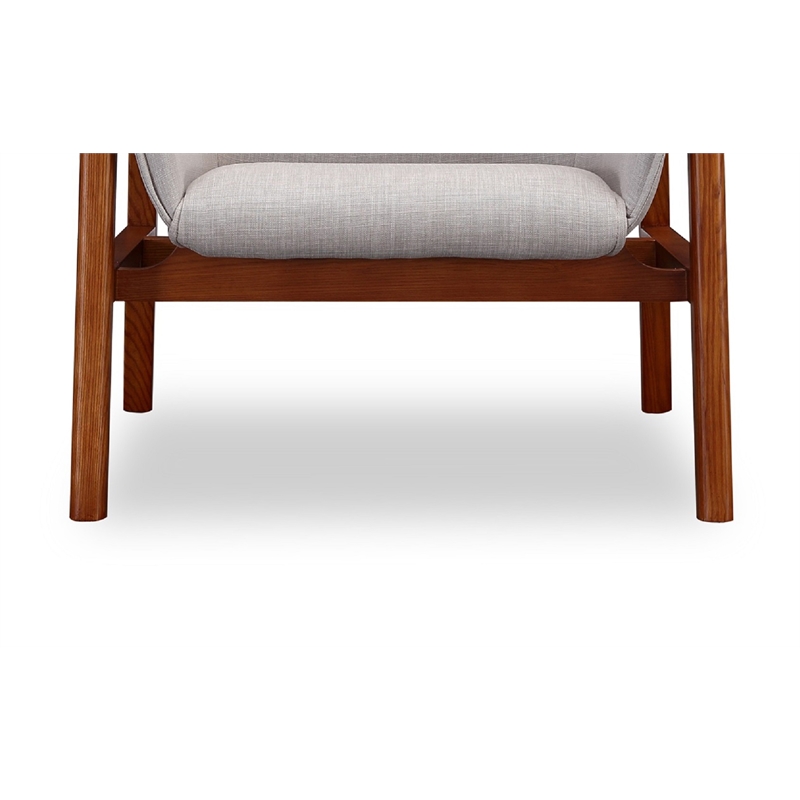 Manhattan Comfort Miller Fabric Upholstered Accent Chair in Gray/Walnut