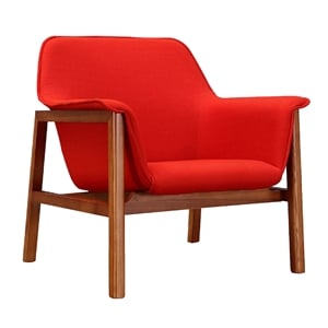 Manhattan Comfort Miller Fabric Upholstered Accent Chair in Burnt Orange/Walnut