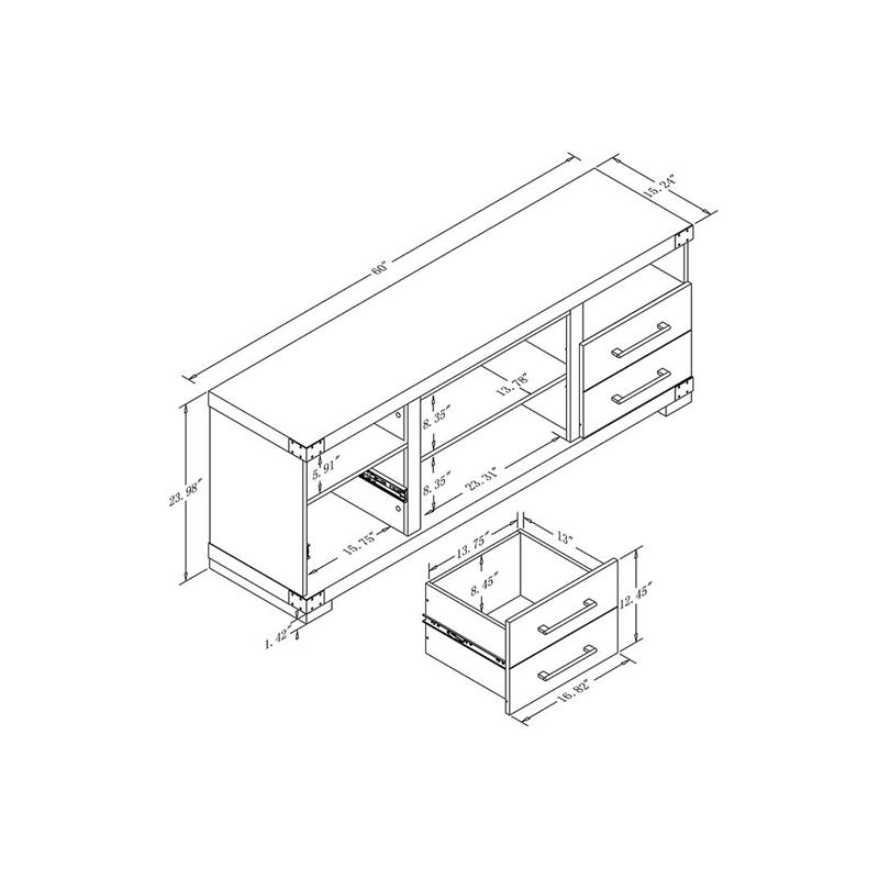 Manhattan Comfort Richmond 4 Shelves Wood TV Stand for TVs up to 56