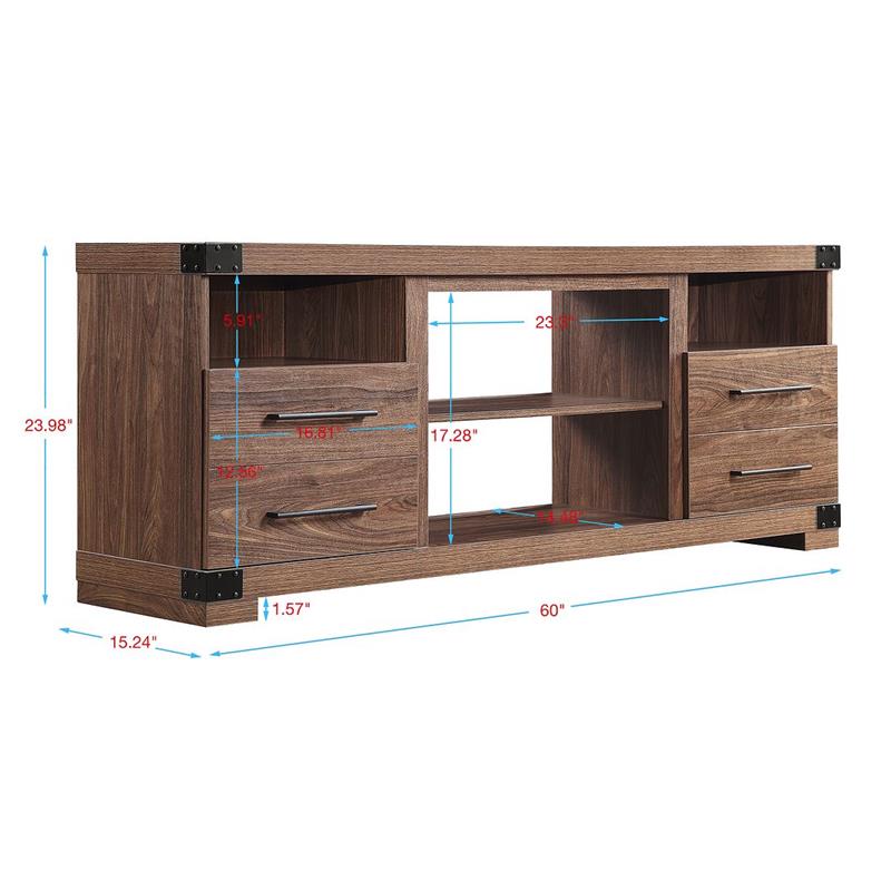 Manhattan Comfort Richmond 4 Shelves Wood TV Stand for TVs up to 56