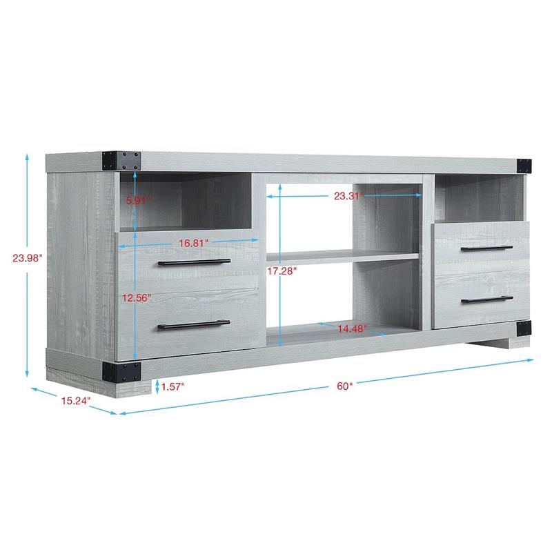 Manhattan Comfort Richmond 4 Shelves Wood TV Stand for TVs up to 56