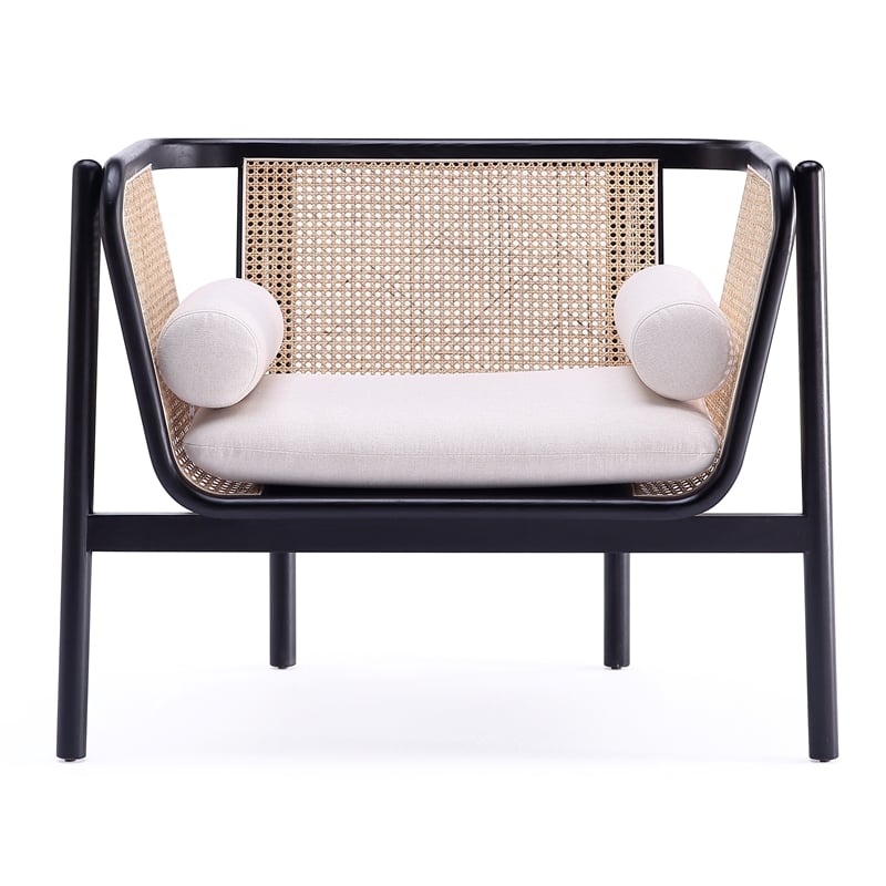 Manhattan Comfort Versailles Wood Accent Chair in Black & Cream