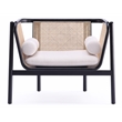 Manhattan Comfort Versailles Wood Accent Chair in Black & Cream