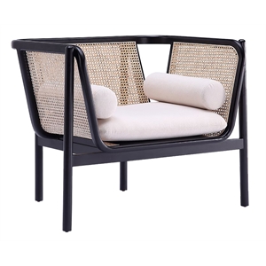 Manhattan Comfort Versailles Wood Accent Chair in Black & Cream