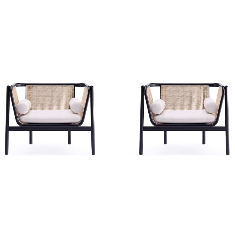 Manhattan Comfort Versailles Wood Accent Chair in Black (Set of 2)