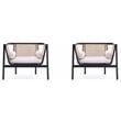 Manhattan Comfort Versailles Wood Accent Chair in Black (Set of 2)