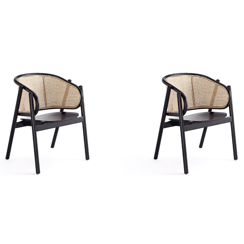 Manhattan Comfort Versailles Wood Armchair in Black (Set of 2)