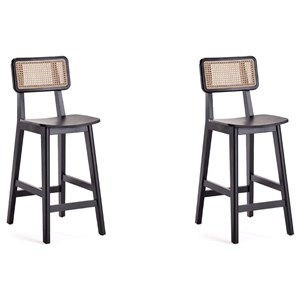 Manhattan Comfort Versailles 25.98&quot Wood Counter Stools in Black (Set of 2)