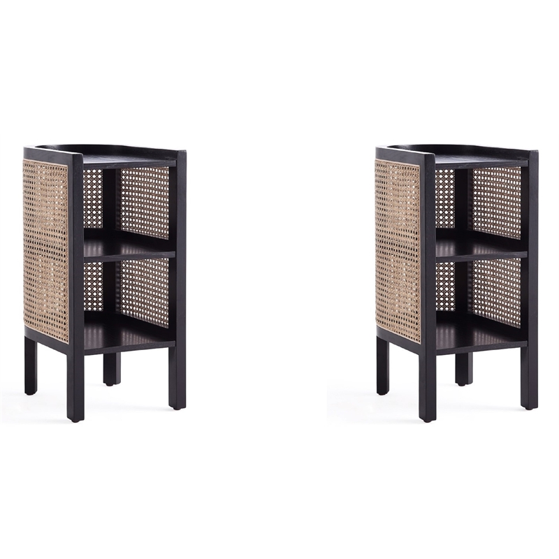 Manhattan Comfort Versailles Wood End Tables in Black (Set of 2)