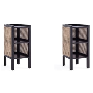 Manhattan Comfort Versailles Wood End Tables in Black (Set of 2)