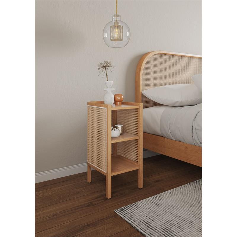 Manhattan Comfort Versailles Wood End Tables in Natural (Set of 2)