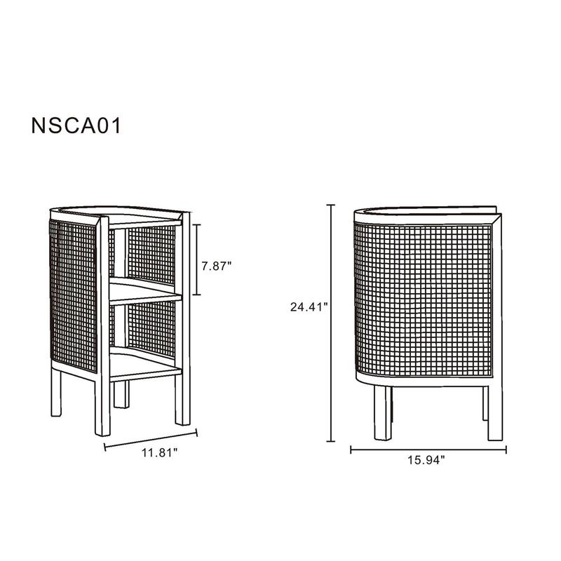 Manhattan Comfort Versailles Wood End Tables in Natural (Set of 2)