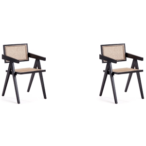 Manhattan Comfort Hamlet 18.11&quot Wood Dining Arm Chair in Black (Set of 2)