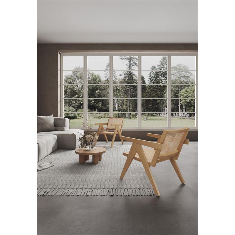 Manhattan Comfort Hamlet Wood Accent Chair in Natural (Set of 2)