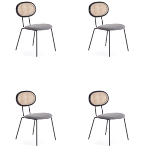 Manhattan Comfort Jardin 17.52&quot Fabric Dining Chair in Black (Set of 4)