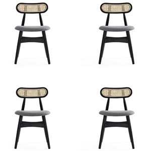 Manhattan Comfort Colbert 18.11&quot Wood Dining Chair in Black/Gray (Set of 4)