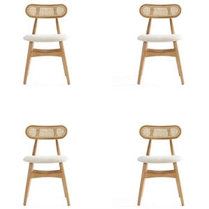 Manhattan Comfort Colbert 18.11&quot Wood Dining Chair in Natural/Oatmeal (Set of 4)