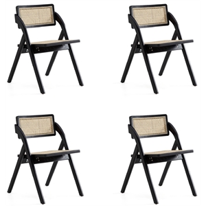 Manhattan Comfort Lambinet 18.3&quot Wood Folding Dining Chair in Black (Set of 4)
