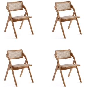 Manhattan Comfort Lambinet 18.3&quot Wood Folding Dining Chair in Natural (Set of 4)