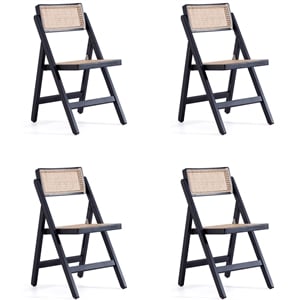 Manhattan Comfort Pullman 17.72&quot Wood Folding Dining Chair in Black (Set of 4)