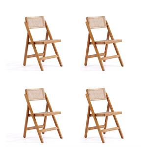 Manhattan Comfort Pullman 17.72&quot Wood Folding Dining Chair in Natural (Set of 4)