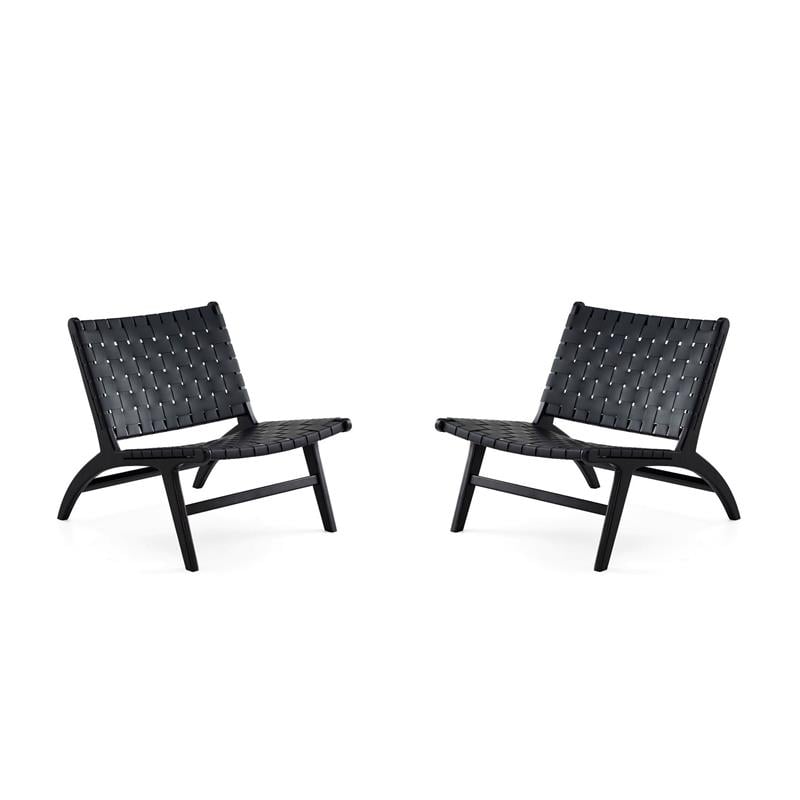 Manhattan Comfort Maintenon Modern Wood Accent Chair in Black (Set of 2)