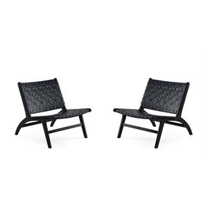 maintenon bold modern wood leatherette upholstered accent chairblackset of 2