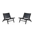 Manhattan Comfort Maintenon Modern Wood Accent Chair in Black (Set of 2)