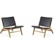 Manhattan Comfort Maintenon Modern Wood Accent Chair in Black/Natural (Set of 2)
